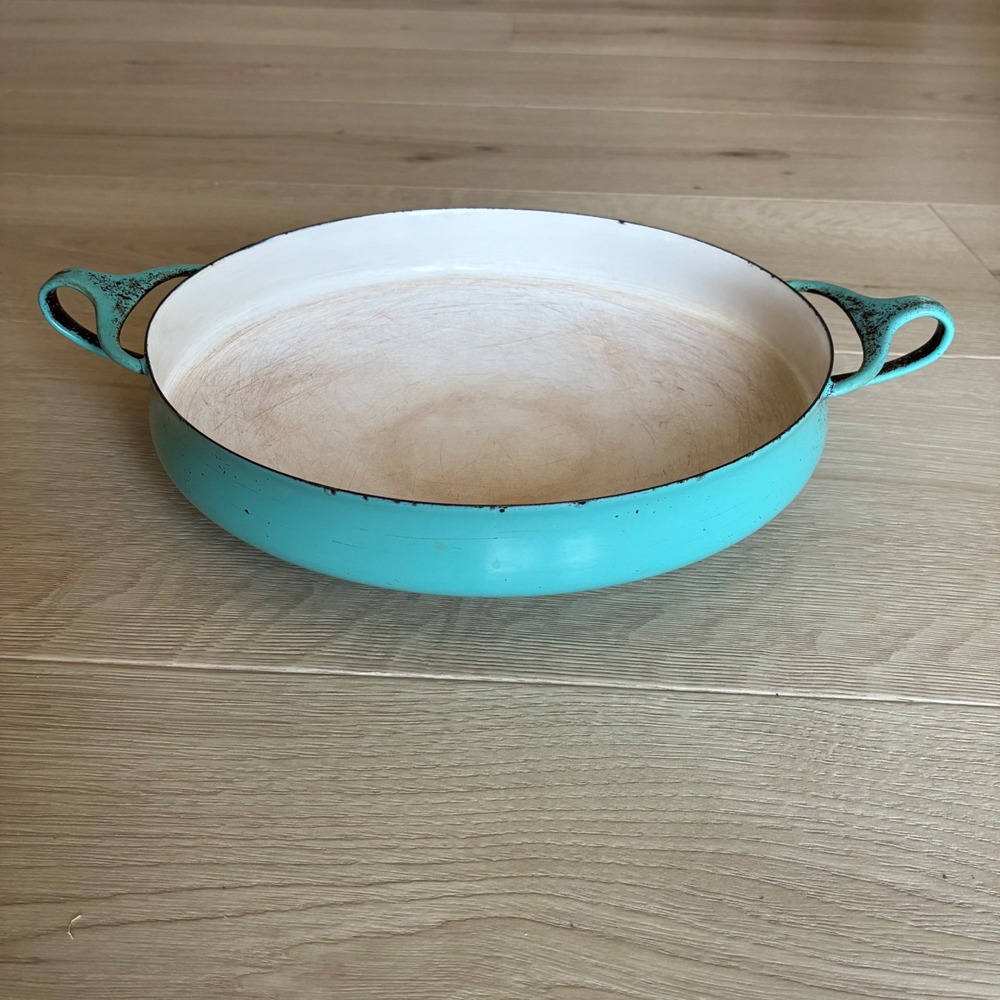 Vintage Dansk Kobenstyle Turquoise 9.5 Paella Pan MCM Enamel Denmark IHQ